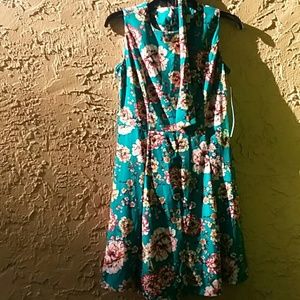 Petite Teal Floral Mini Dress